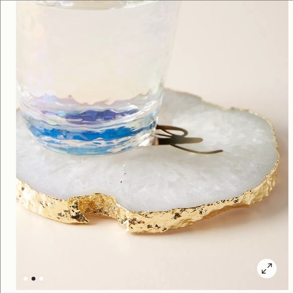 Anthropologie Dining Anthropologie Agate Coaster Monogram E Gold
